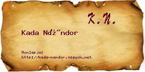 Kada Nándor névjegykártya