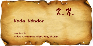 Kada Nándor névjegykártya
